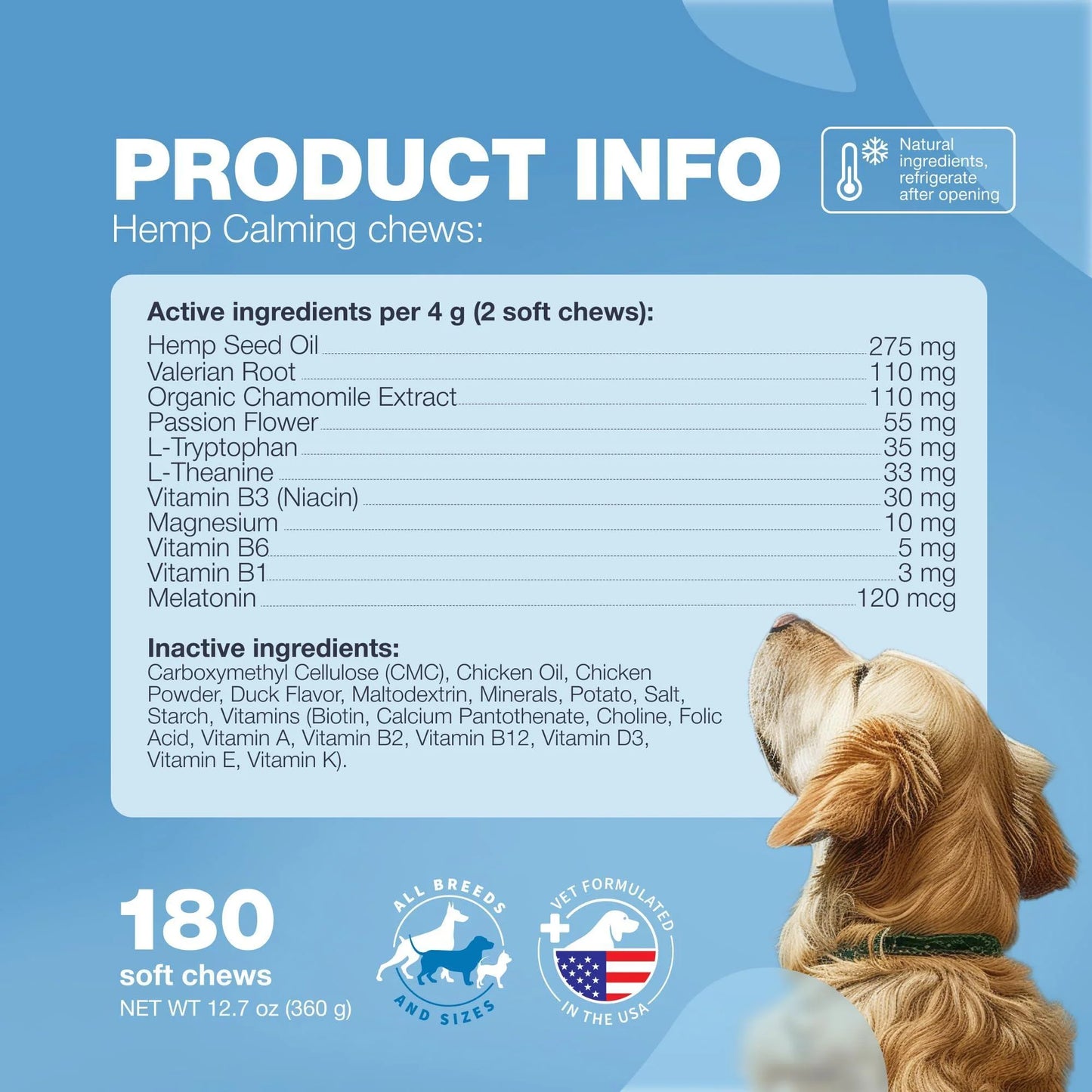 Calming Duck-Flavored Chews for Dogs - Canine Supplement for All Breeds and Sizes