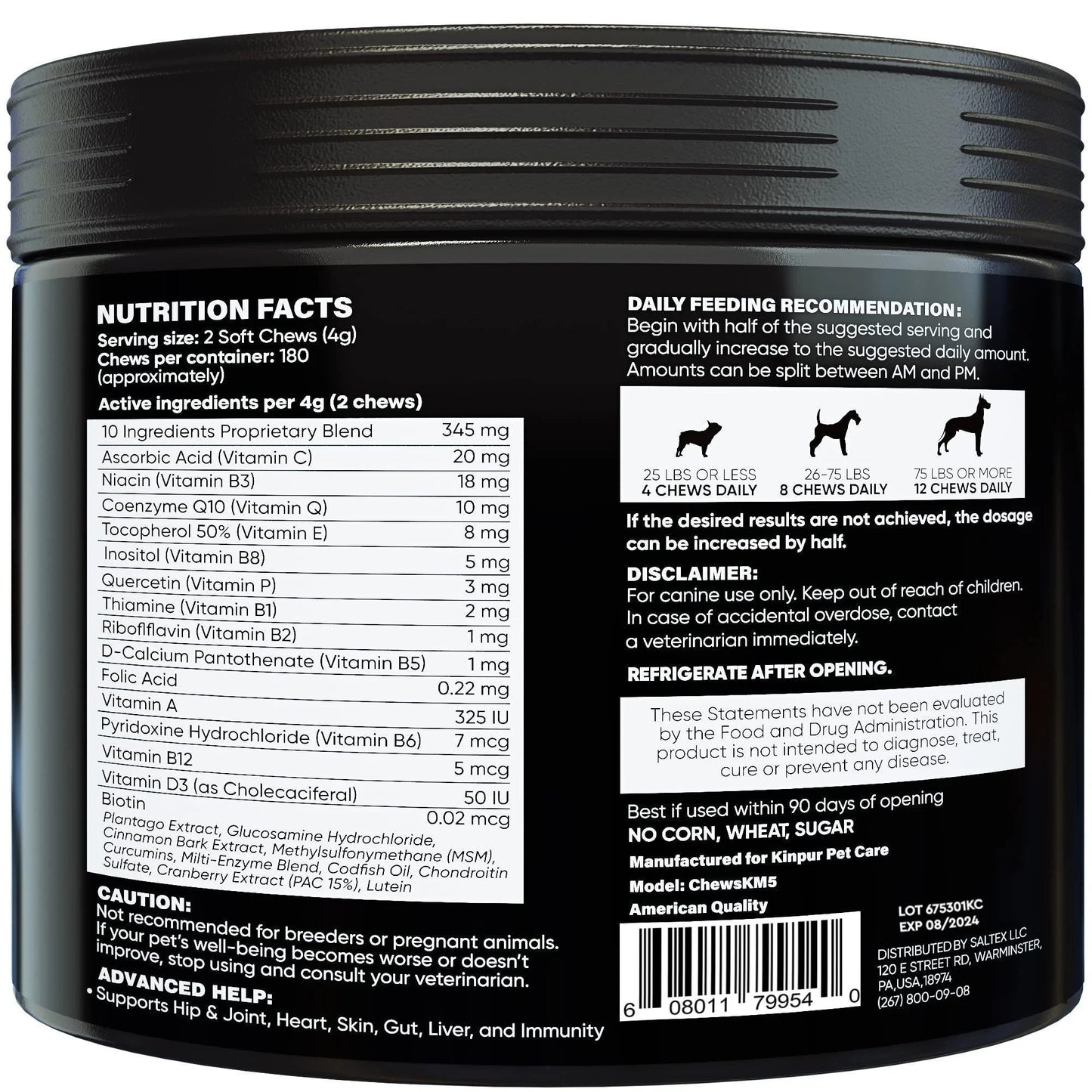 15 in 1 Dog Multivitamin Supplements   Immunity Digestion Joint and Heart Health
