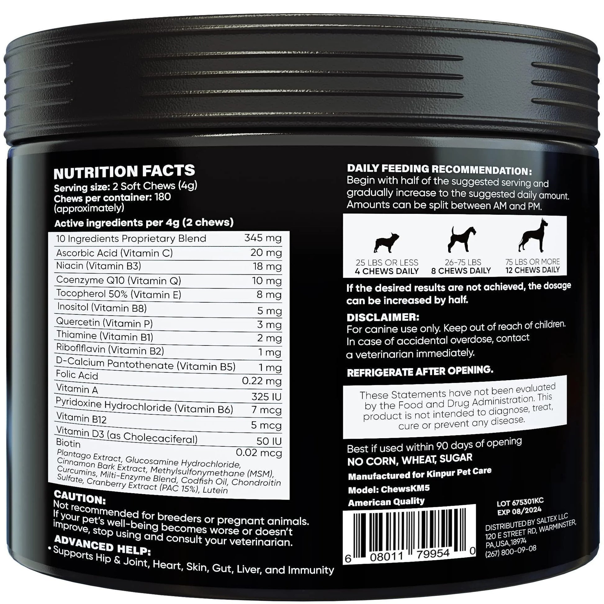 15 in 1 Dog Multivitamin Supplements   Immunity Digestion Joint and Heart Health
