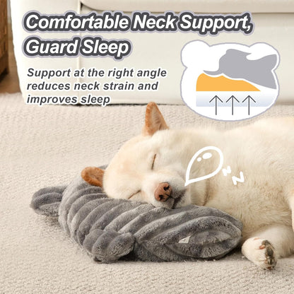 Cozy Orthopedic Dog Calming Pillow - Soft, Washable Neck Support for Dogs and Cats - Perfect for All Breeds, 14" x 9", Gray